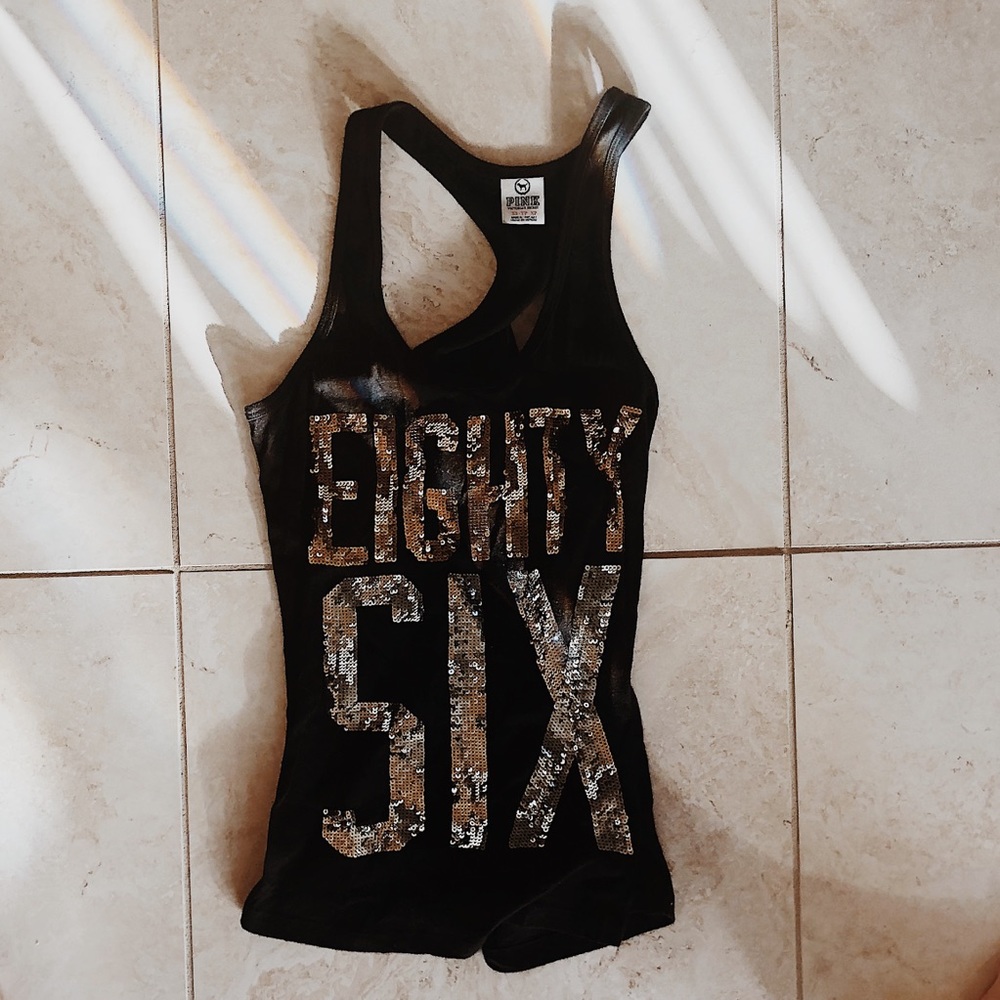 Pink workout tee with sequins
